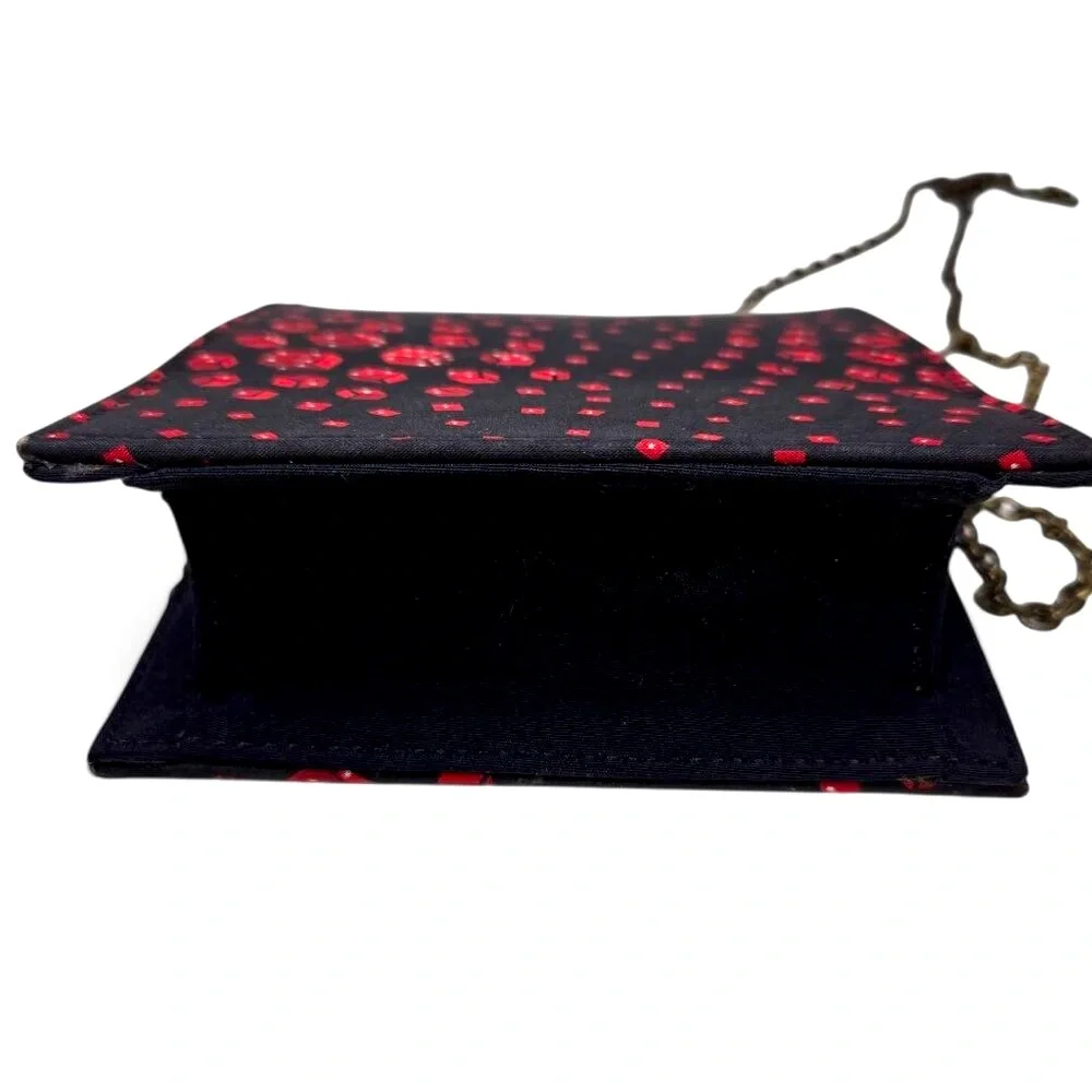 Nicole Miller Silk Mini Chain Strap Purse Women's Dice Graphic Twist Clasp